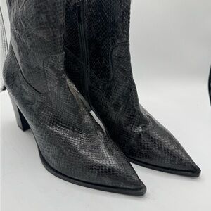 LK Bennett Black Snakeskin Heeled Boots